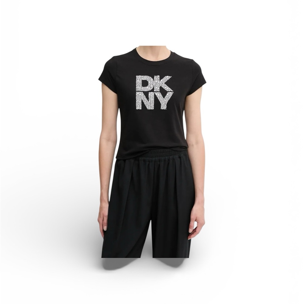 DKNY Black Tee with Silver Logo